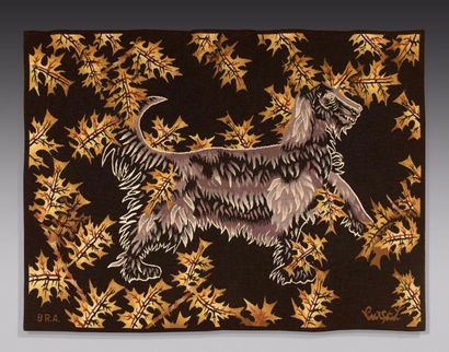 Jean LURCAT (1892-1966) - Le Chien - tapisserie signée - Manufacture Braquenié d'Aubusson...