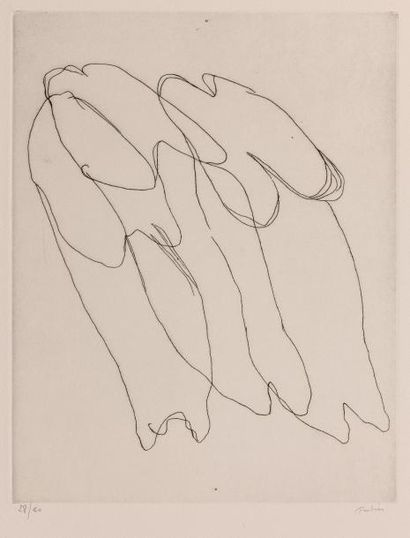 Jean FAUTRIER (1898- 1964) - Les seins nus - Eau forte sur vélin d'Arches, justifiée...