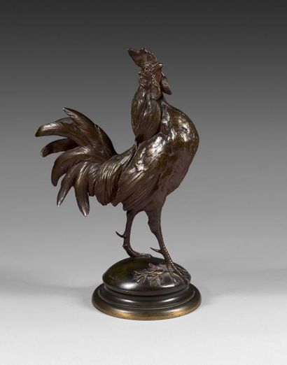 Paul COLOMERA (1818-1897) Coq en bronze - Signé sur la terrasse - Hauteur : 31 c...