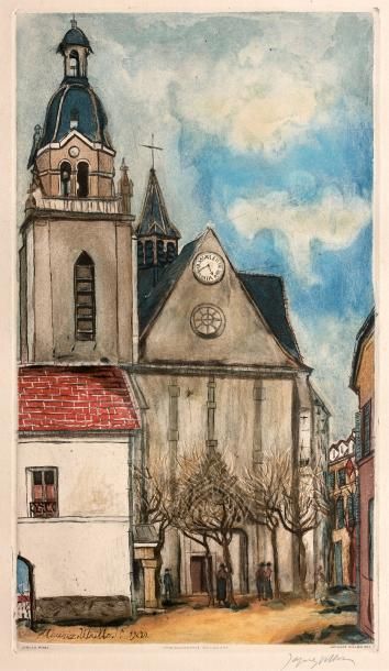 Jacques VILLON (1875-1963) L'église de Limours, d'après Maurice Utrillo 1921 - Aquatinte...