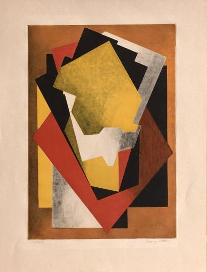 Jacques VILLON (1875-1963) Composition cubiste 1927 - Aquatinte en couleur contresignée...