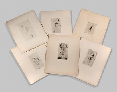 Otto WOLS (1913-1951) - Ensemble de six pointes sèches "Compositions", 32,5 x 25...