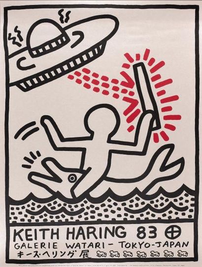 KEITH HARING Lithographie offset - Galerie Watari Exhibition Poster, 1983 - 67,5...