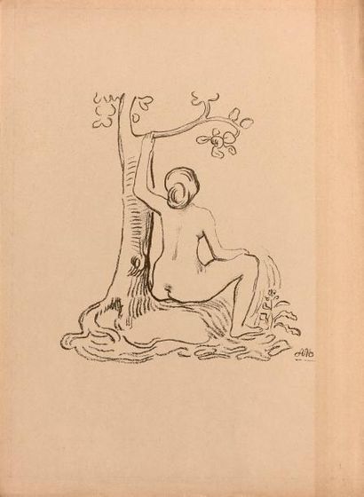 Aristide MAILLOL (1861-1944) Femme nue assise sous un arbre, 1895 - Lithographie...