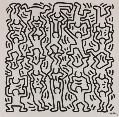 Keith Haring (1958-1990) Acrobats - Lithographie signée dans la planche en bas à...