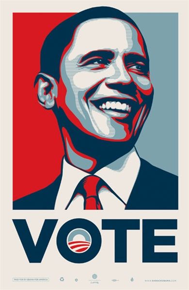 Sheperd FAIREY dit OBEY (Né en 1970) Vote Obama - Impression sur papier Obama - 66...