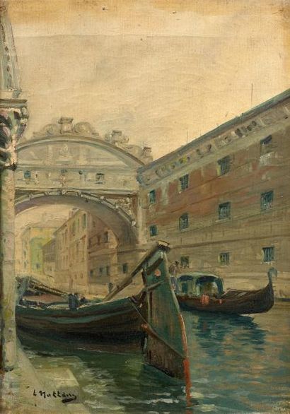 Louis NATTERO (1870-1915) Canal de Venise - Huile sur toile signée en bas à gauche...