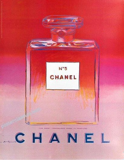 Andy WARHOL ( 1928-1987) Chanel N°5, offset en couleurs, signé dans la planche, 160...