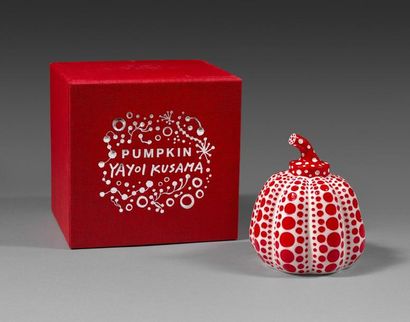Yayoi KUSAMA (né en 1929) - Pumpkin Red & White - Vendu avec sa boîte de présentation...
