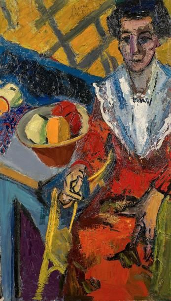 Pierre AMBROGIANI (1907-1985) Maryse Gandolfo en arlésienne - Huile sur toile signée...