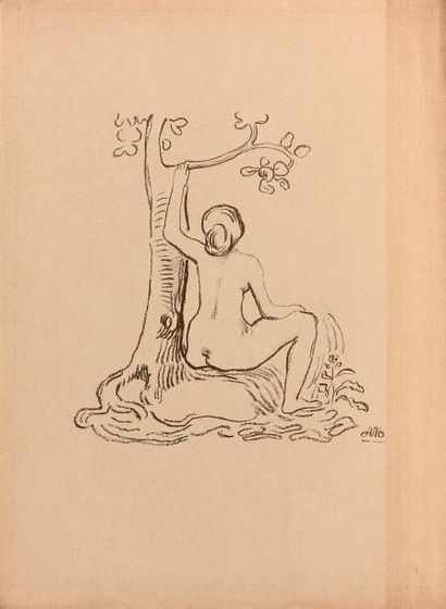 Aristide MAILLOL (1861-1944) - Femme nue assise sous un arbre, 1895 - Lithographie...