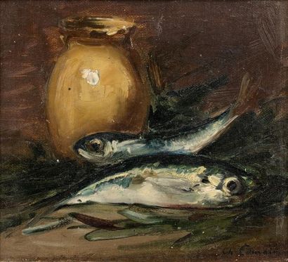 Charles CAMOIN (1879-1965) Nature morte aux poissons - huile sur toile signée en...