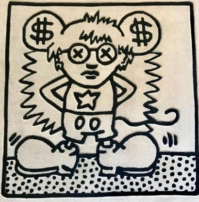 KEITH HARING Keith HARING - Andy Mouse (Black and white) - Tapis, éditions studio,...
