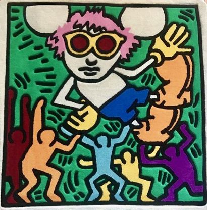 KEITH HARING Keith HARING - Andy Mouse (colors) - Tapis, éditions studio, justifié...