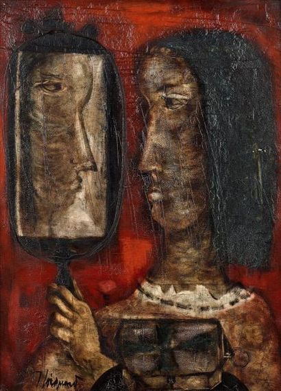 JAMES COIGNARD (1925 - 2008) James COIGNARD (1925 - 2008) - Femme au miroir - Huile...