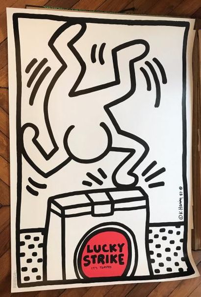 KEITH HARING Keith HARING d'après - (1958-1990) - Lucky Strike - Impression sérigraphique...