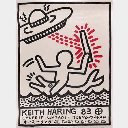 KEITH HARING Keith HARING - Lithographie offset - Galerie Watari Exhibition Poster,...