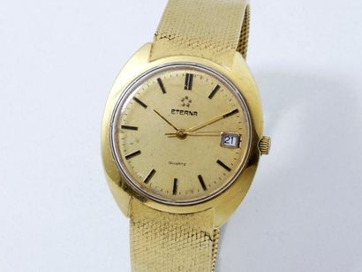 ETERNA ETERNA - Montre bracelet d'homme en or 750 millièmes, cadran doré avec index...