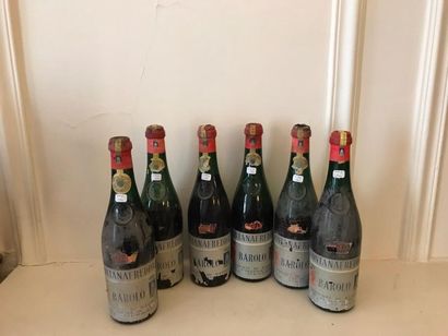 null Lot de 6 bouteilles Barolo Fontanafredda, 1949 dont 3 bouteilles partiellement...