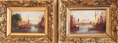 P. GILLINI P. GILLINI - Venise - Deux huile sur panneau signées - 15,2 x 22,2 cm