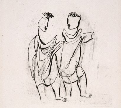 Jean FAUTRIER (1898-1964) Jean FAUTRIER (1898-1964) - Deux personnages - Eau-forte...