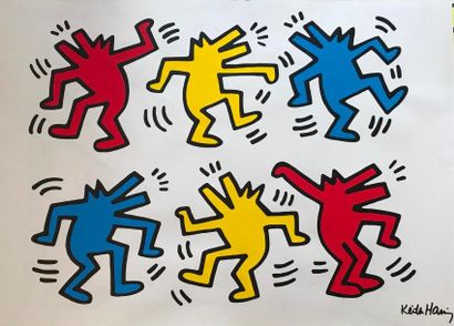 Keith Haring (1958-1990) Keith HARING (1958-1990) - Dancing dogs - Sérigraphie numérotée...