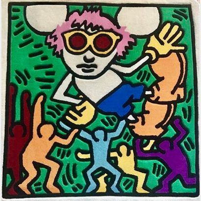 Keith Haring (1958-1990) Keith HARING (1958-1990) - Andy Mouse (colors) - Tapis,...
