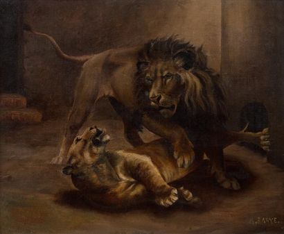 Antoine Louis Barye (1796-1875) Antoine Louis BARYE (1796-1875) - Couple de lions... Gazette Drouot