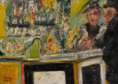 David AZUZ (1942) David AZUZ (1942) - Au café, 1983 - Huile sur toile signée en bas...