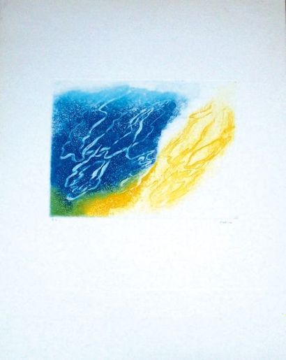 Jean FAUTRIER ((1898-1964) Jean FAUTRIER ((1898-1964) - L'orage - Aquatinte en couleur...