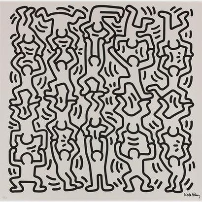 Keith HARING d'après - (1958-1990) Keith HARING (1958-1990) - Acrobats - Sérigraphie...