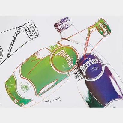 Andy Warhol (1928-1987) Andy Warhol, Perrier, White version, 1983, affiche publicitaire,...