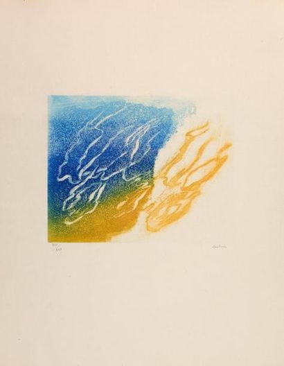 Jean FAUTRIER Jean FAUTRIER (1898-1964) - L'orage - Aquatinte en couleurs sur Japon...