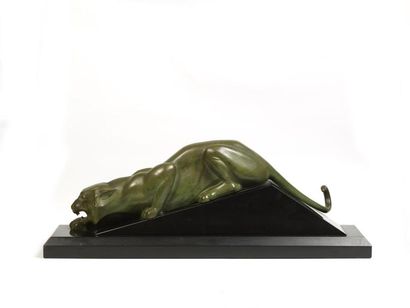 Georges LAVROFF Georges LAVROFF (1895-1991) - Tigre à l'affut - Sculpture en bronze...