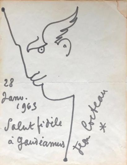 JEAN COCTEAU Jean COCTEAU (1889-1963) - Profil - Encre signée à droite, datée 28...