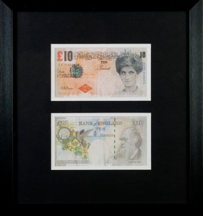 BANKSY BANKSY (né en 1974) - 2 Difaced Tenner 10 £,2004 - Encadré - 33 x 30 cm