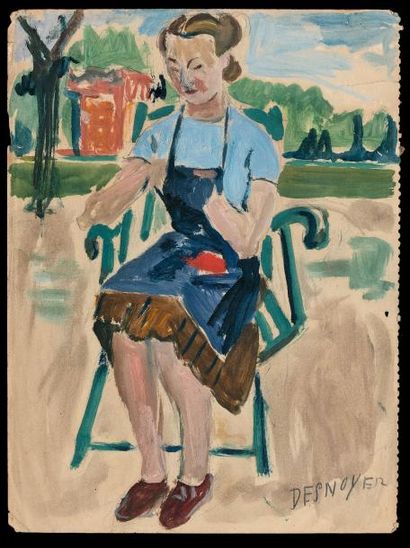 François DESNOYER François DESNOYER (1894-1972) - Femme assise - Aquarelle signée...