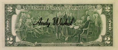ANDY WARHOL Andy WARHOL (1928-1987) - Two dollars bill - Encre sur billet de banque...