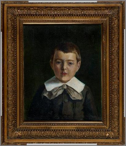 Peinture Ecole XXème siècle - Portrait de jeune garçon - Huile sur toile non signée...