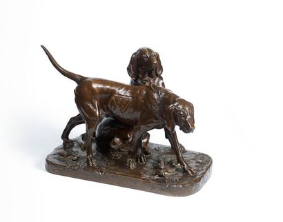 Auguste CAIN Auguste CAIN (1821-1894) - Brillador et Fanfaron - Sculpture en bronze...