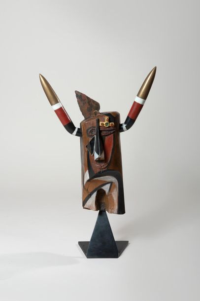 Gio COLUCCI Gio COLUCCI (1892-1974) - Tête d'indien - Bronze polychrome?, signe?,...