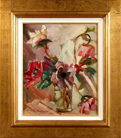 Boris PASTOUKHOFF Boris PASTOUKHOFF (1894-1974) - Vase de fleurs - Huile sur panneau...