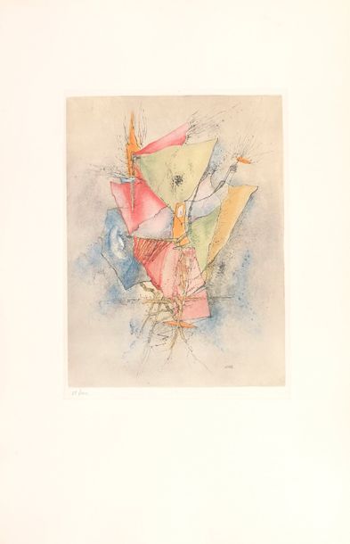 Otto WOLS Otto WOLS (1913 - 1951) - Des voiles déchirées, 1947 - Gravure en couleurs...