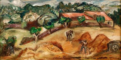 Émile Othon FRIESZ Emile OTHON FRIESZ (1879-1949) - Paysans au champ - Huile sur...