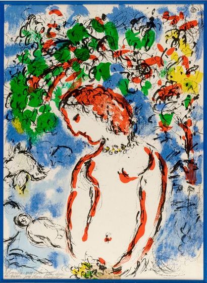 Marc Chagall Marc CHAGALL (1887-1985) - Printemps - Lithographie originale Derrière... Gazette Drouot