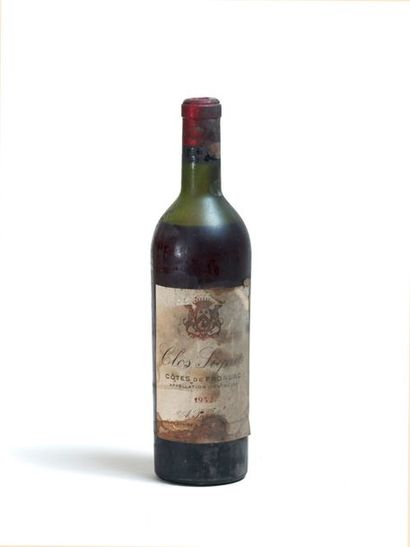 VINS 2 bouteilles : 1 bouteille Clos Signat 1952 - Etat : Niveau début épaule et...