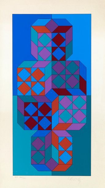 Victor Vasarely Victor VASARELY (1906-1999) -Composition - Estampe - 69 x 39 cm