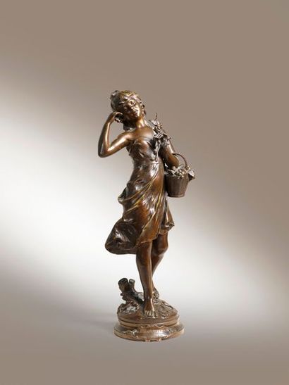 Auguste MOREAU Auguste MOREAU - Les cerises - Bronze signé - Hauteur : 41 cm - Diamètre...