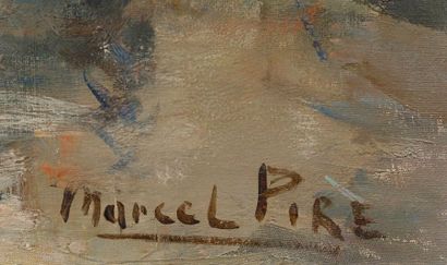 MARCEL PIRE Marcel PIRE (1913-1981) - Scène citadine sous la pluie - Huile sur toile...