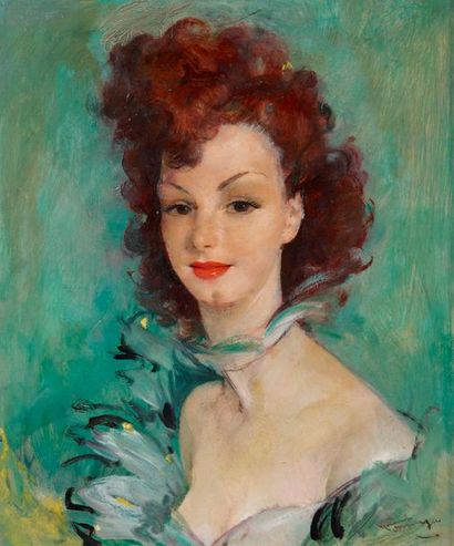 Jean Gabriel DOMERGUE Jean Gabriel DOMERGUE (1889 - 1962) - Portrait d'une élégante...